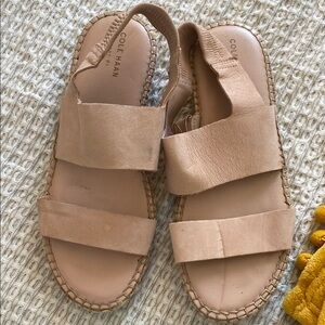 Cole Haan Tan Sandals with Suede Straps and Cork Sole